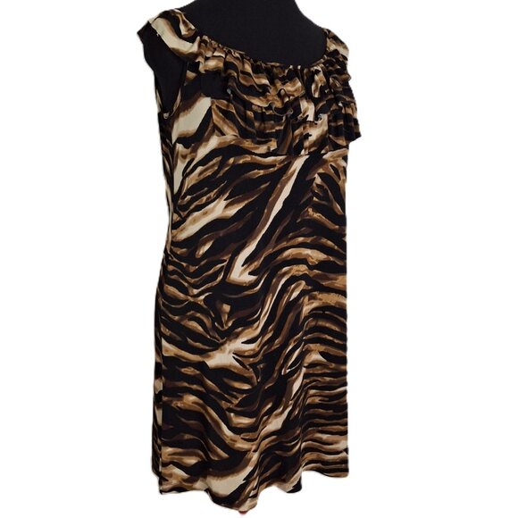 Mini Tunic Ruffle Animal Print Dress, Sleeveless, Stretch XL - Picture 1 of 11
